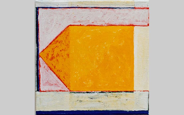  1993, Landschap met korenveld 1, acryl op doek, 24x24 cm, particulier bezit