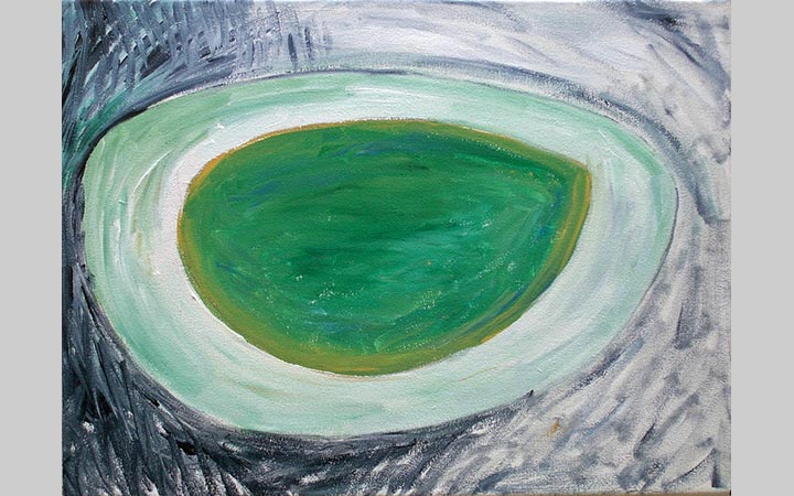  2005, Oog in het bos 1, Dag, acryl op doek, 45x33 cm