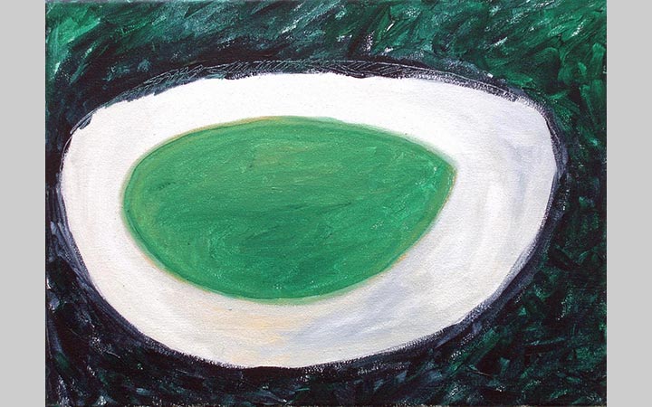  2005, Oog in het bos 2, Schemering, acryl op doek, 45x33 cm
