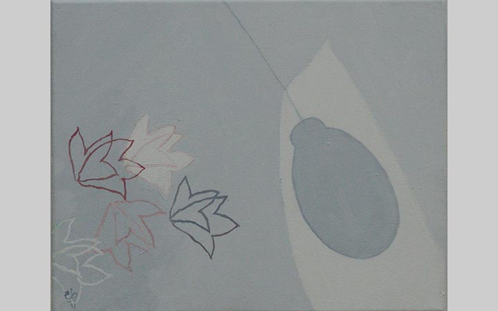  2011, Groeien naar het licht 2,	acryl op doek, 24x18 cm