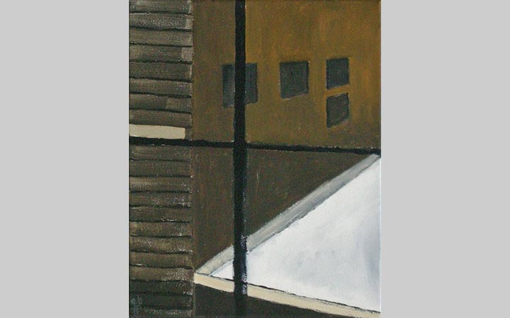  2011, Sneeuw in Zaandam 2, acryl op doek, 24x30 cm, particulier bezit