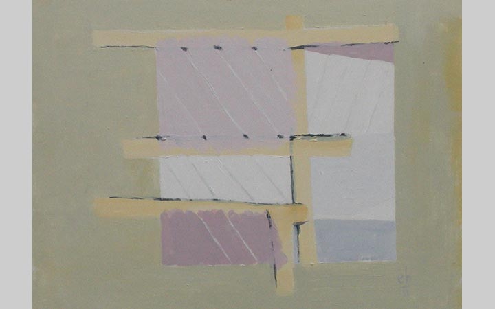  2011, Plakband & Beton 3, acryl op karton, 32,2x23,8 cm