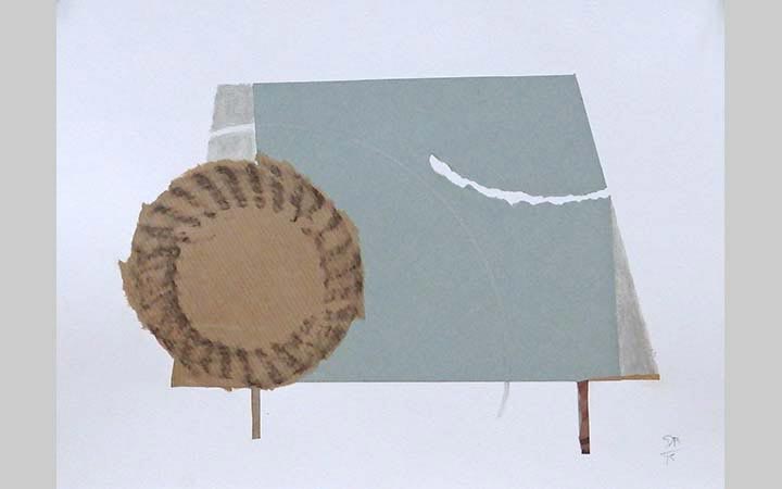 2015,	Molenvijver, collage op papier, 30x40 cm
